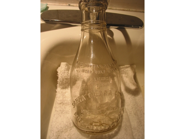 Santa Clara   glass milk bottle