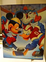 Donald Duck and Mickey playing hockey